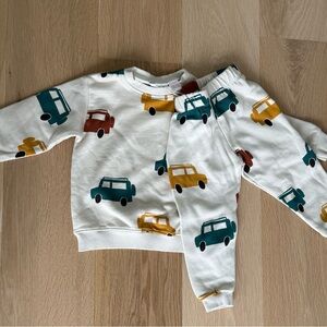 Zara Kids Car Print Matching Set - White, Teal, Mustard, Red